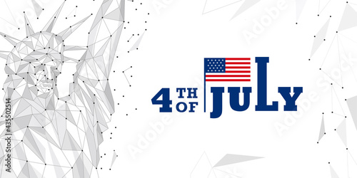 United States of America celebrating 4th of July modern typography design on modern, techy, technology, contemporary, statue of liberty background.