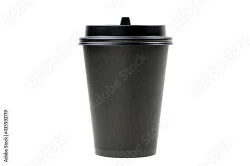 Black paper coffee cup isolated on a white background.. Black tea cup isolated.Blank mockup © Michail