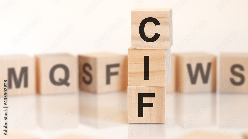 word cif from wooden blocks with letters, concept word cif from wooden blocks with letters, concept