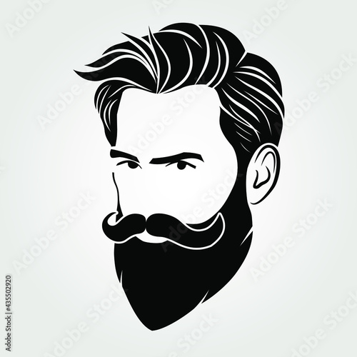 Bearded men, hipster face icon isolated. Vector illustration