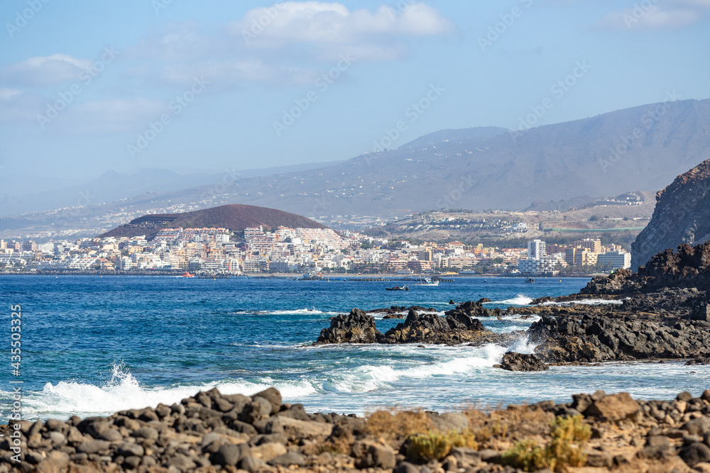 Panoramic view from coast line on Los Cristianos