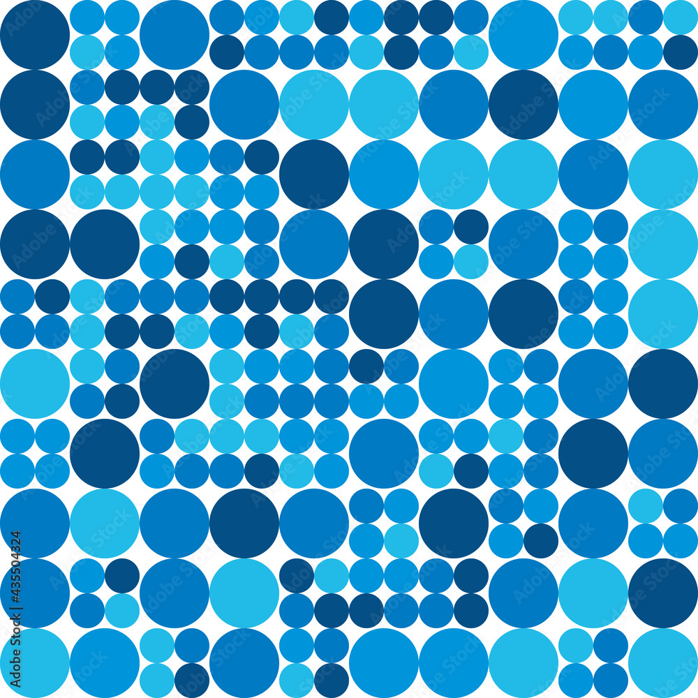 Abstract geometric retro design. Vector dotted seamless pattern in shades of blue.