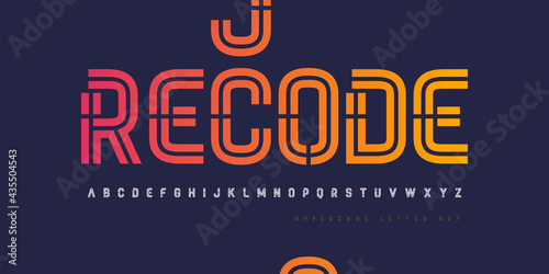 Vector inline stencil uppercase letter set, alphabet, font, typography
