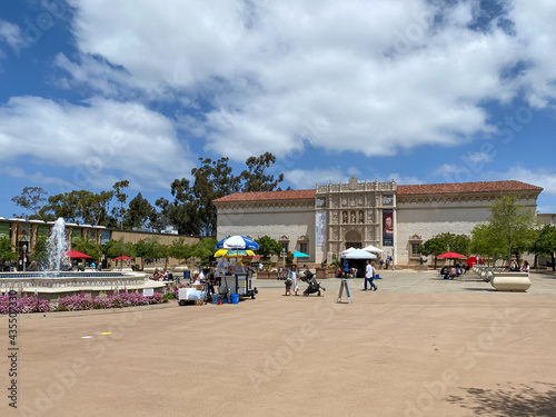 Tipycal spanish building in Balboa Park, 200-acre urban cultural park in San Diego, California, United States. May 24th, 2021