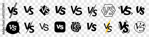 Versus sign collection. VS letters for design. Vector elements for sport or fight game. Isolated on trasparent background