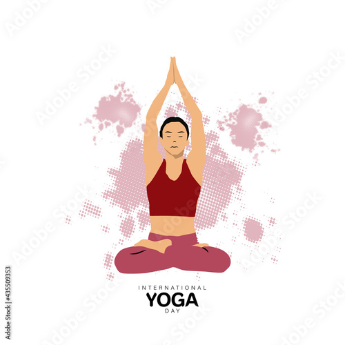 Illustration woman for international day of yoga isolated on white background