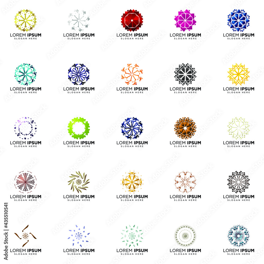 set a full color modern abstract logo designs set a full color modern abstract logo designs