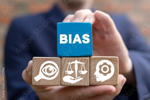 Personal opinions prejudice bias. Concept of facts and biases. photo