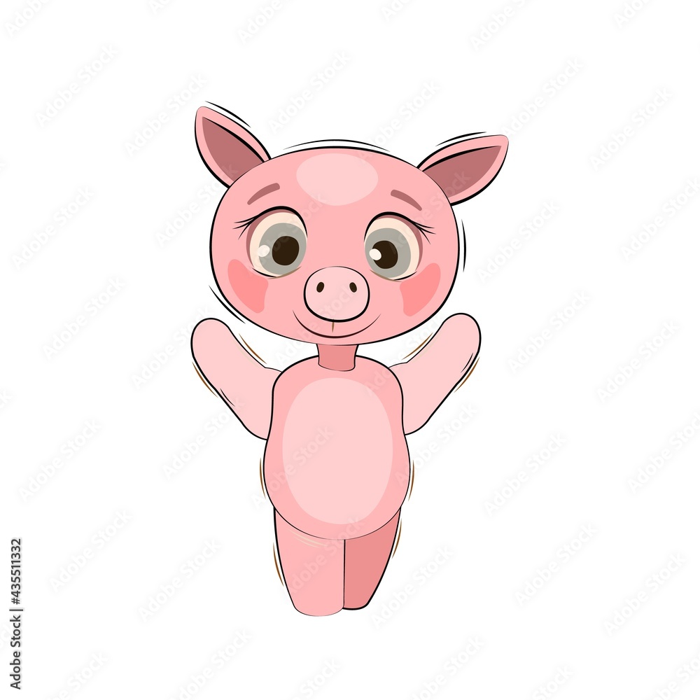 Little piglet cub. Pig Isolated object on white background. Cheerful kind animal child. Cartoons flat style. Funny. Vector Little piglet cub. Pig Isolated object on white background. Cheerful kind animal child. Cartoons flat style. Funny. Vector