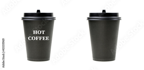 Wallpaper Mural Black paper coffee cup isolated on a white background.. Black tea cup isolated.Blank mockup Torontodigital.ca