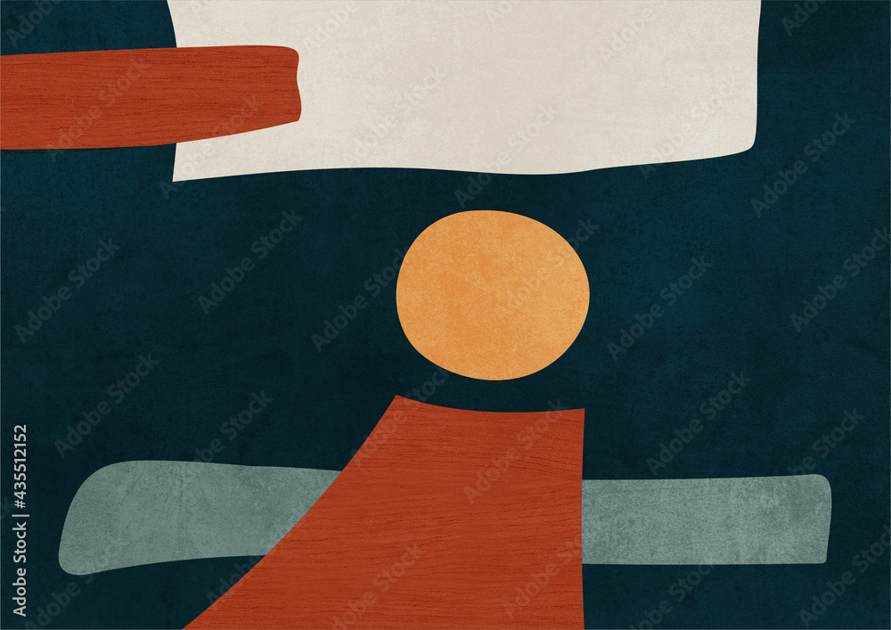 Modern abstract art with shapes and texture. Trendy scandinavian