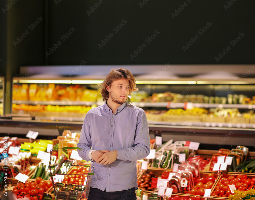 Man buying fruits and vegetables  at the market