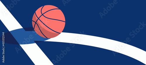 basketball ball in the air going to the hoop.