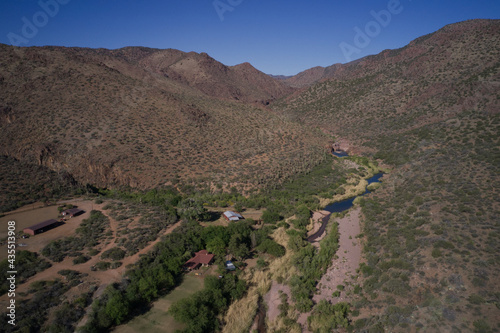 A high definition aerial view of the entrance of Hells gate canyon on tonto creek located in central Arizona. photo