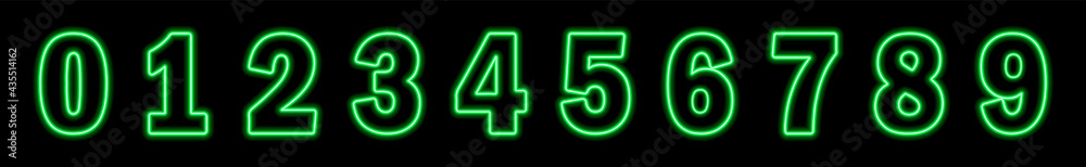 Set of neon green numbers on black background. Learning numbers, serial number, price, place. Symbol collection. Figures Set of neon green numbers on black background. Learning numbers, serial number, price, place. Symbol collection. Figures