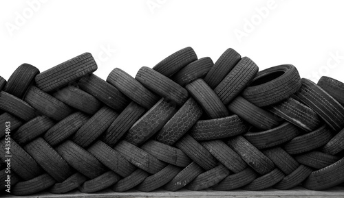 Pile Of Many Old Used Tires Isolated