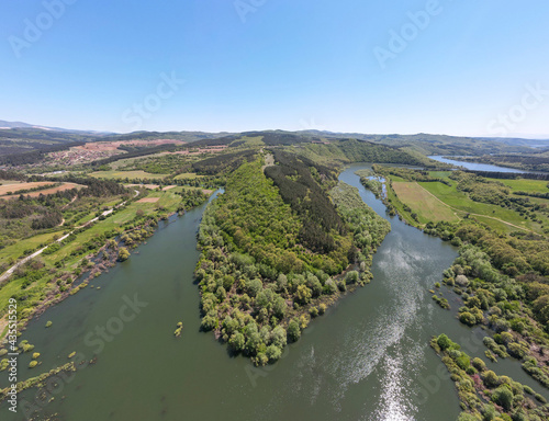 Aerial panorama of Topolnitsa Reservoir, Bulgaria
