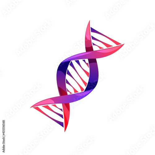 Dna helix icon, genetic medicine vector sign, spiral molecule structure. Science and scientific research, human gene code evolution. Dna cartoon symbol, design element isolated on white background