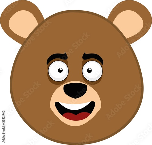 Vector emoticon illustration of the face of a cartoon bear with a happy expression