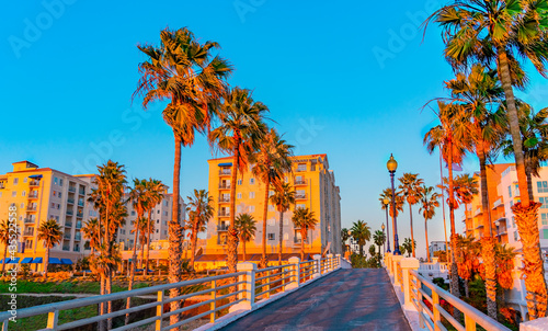 Oceanside Pier's walkway leads to the downtown district of Oceanside, California