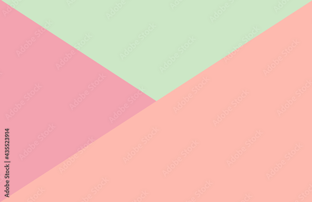 Abstract Geometric Triangles Flat Background Illustration Trendy Bright Green, Pink and Peach Colors - Minimalism, Modern, Simple