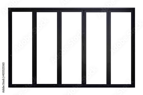 Vintage black painted wooden window frame isolated on a white background