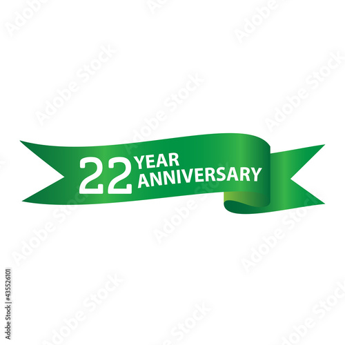 22 Years Anniversary Logo Green Ribbon