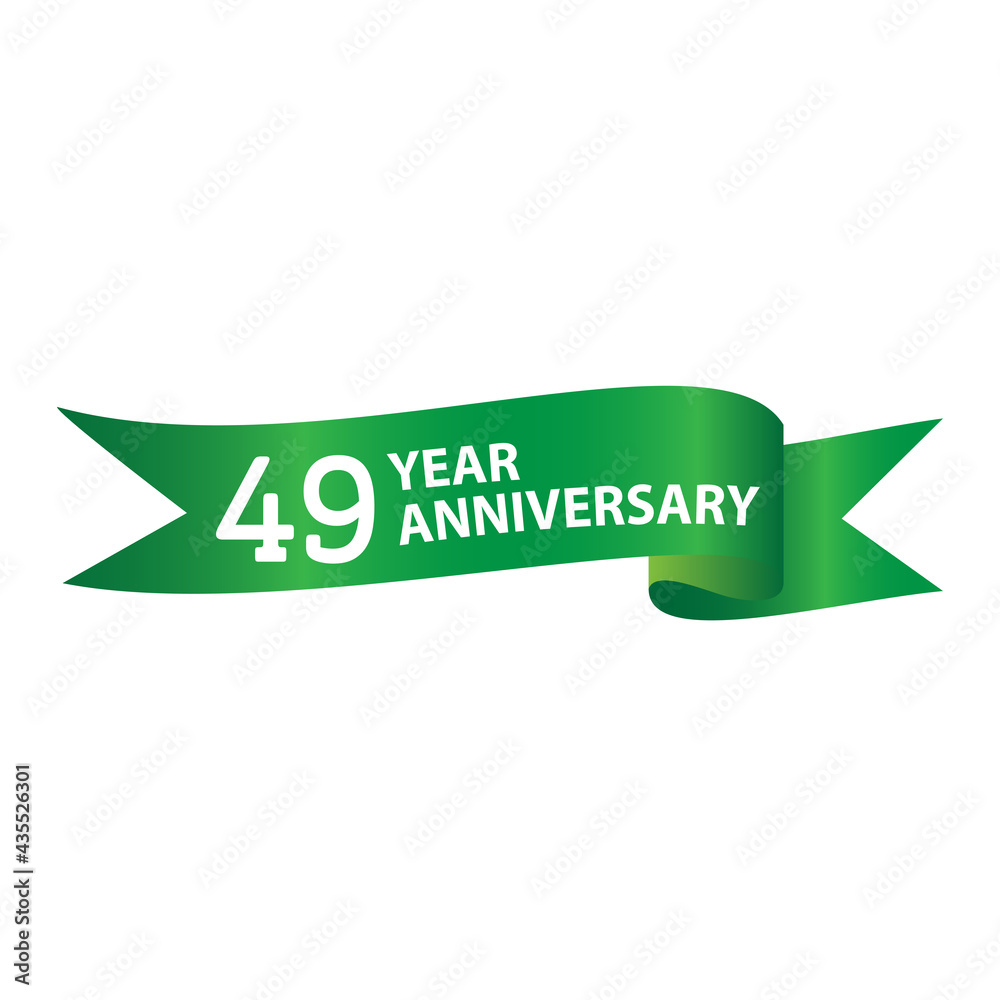 49 Years Anniversary Logo Green Ribbon
