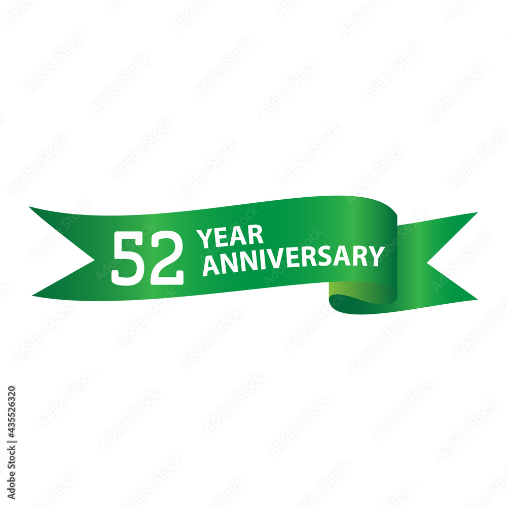 52 Years Anniversary Logo Green Ribbon