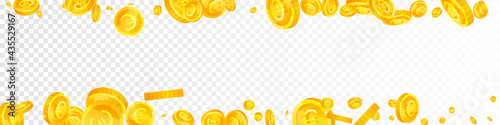European Union Euro coins falling. Beauteous scattered EUR coins. Europe money. Excellent jackpot, wealth or success concept. Vector illustration.