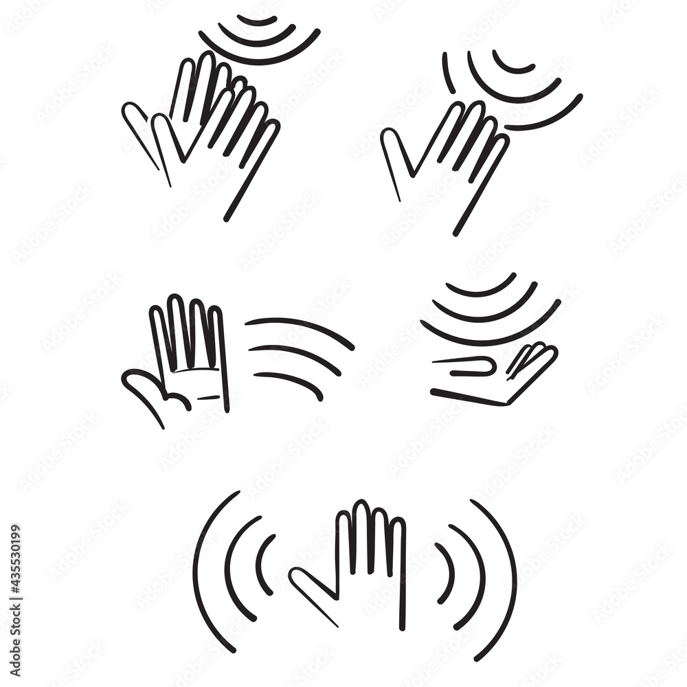hand drawn doodle hand signal sensor gesture illustration vector