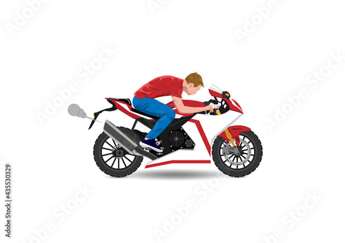 man riding motorcycle vector illustration white background