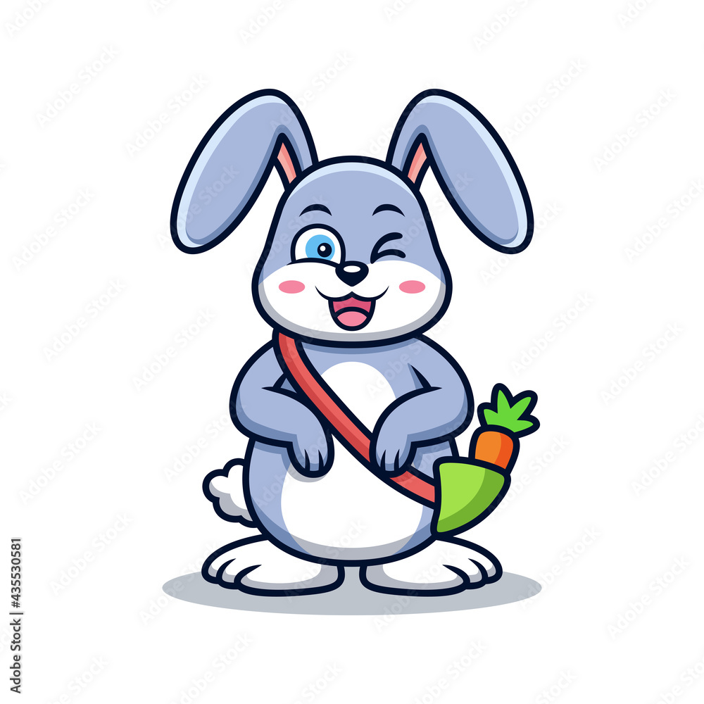 Rabbit Cartoon with Cute Pose. Animal Vector Icon Illustration, Isolated on Premium Vector Rabbit Cartoon with Cute Pose. Animal Vector Icon Illustration, Isolated on Premium Vector