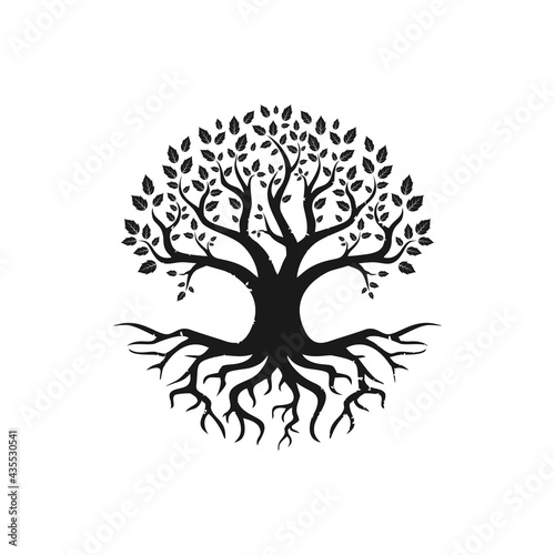 Vector black tree of live icon, logo design inspiration isolated on white background.