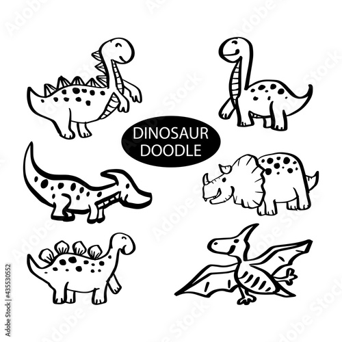 Hand drawn illustrations set of Dinosaur.