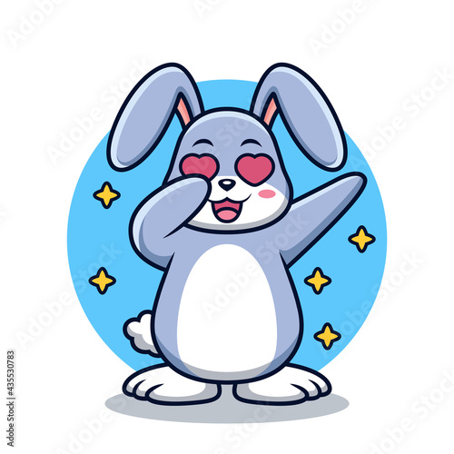Cute Rabbit with Dubbing Pose Cartoon. Animal Vector Icon Illustration, Isolated on Premium Vector