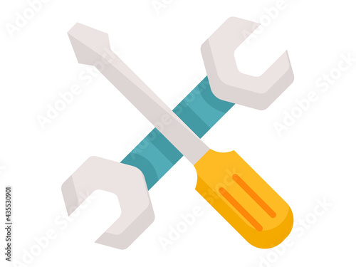wrench screwdriver single isolated icon with flat style