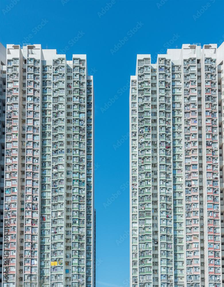 Obraz premium Exterior of high rise residential building of public estate in Hong Kong city