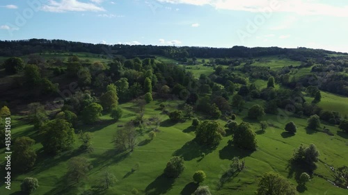 Elmley Castle Hill Old Ruins Site Beautiful Evening UK Aerial Landscape Spring Season Green Wooded North Cotswolds Worcestershire photo