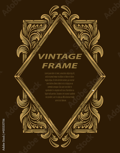 Vintage border frame with engraving ornament