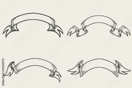 set Engraving elegant ribbons set Free