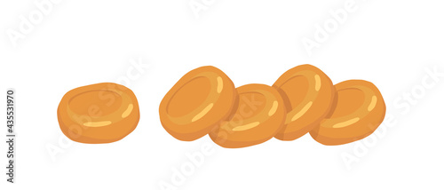 Caramel. Toffee. Lollipops. Outline vector illustration on a white background.