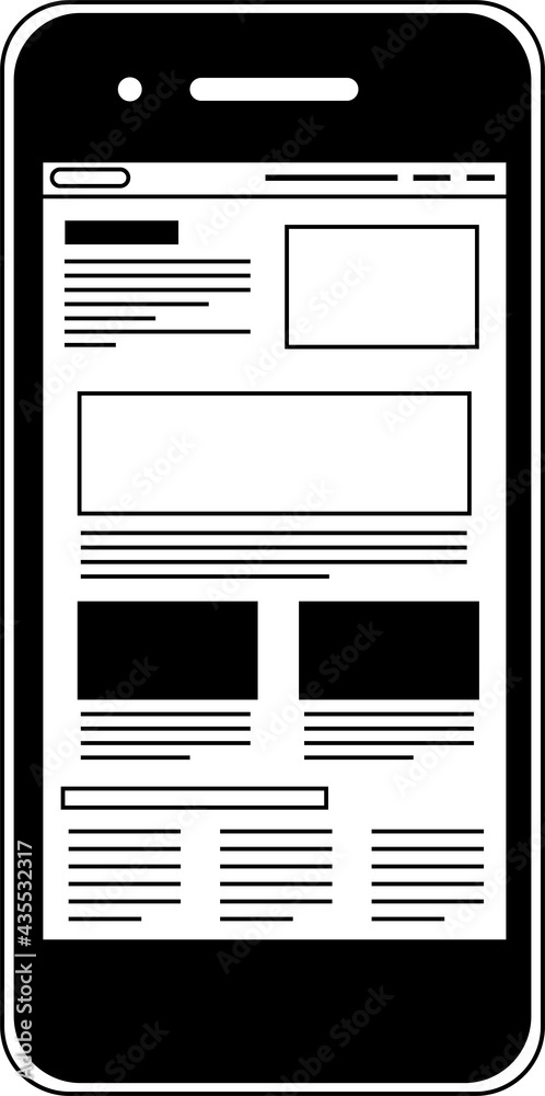 Monochrome Web screen viewed on a smartphone Monochrome Web screen viewed on a smartphone