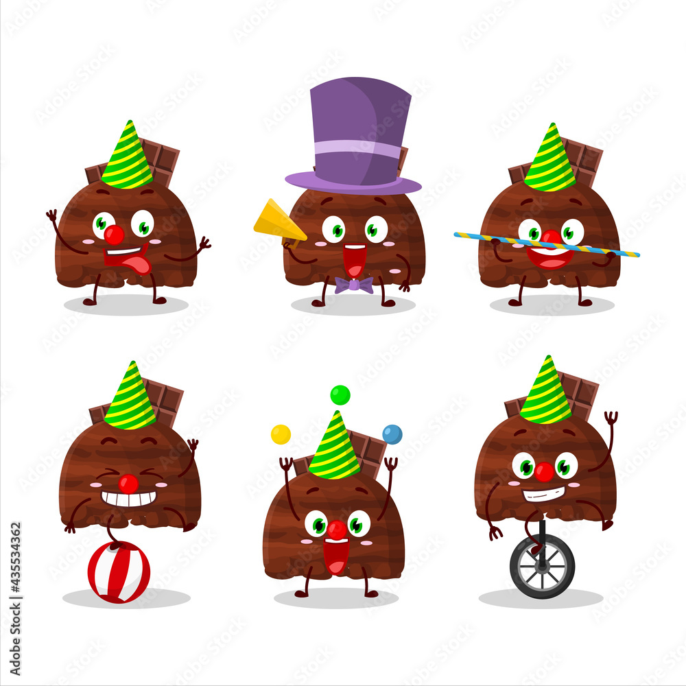 Cartoon character of chocolate ice cream scoops with various circus shows Cartoon character of chocolate ice cream scoops with various circus shows