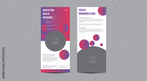 health insurance double-sided dl flyer rack card template.Medical Health Care rack card or DL Flyer or banner layout.