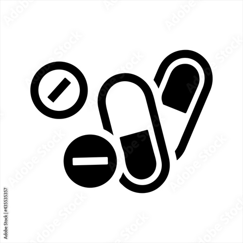 Medications, pill icon, vector and glyph