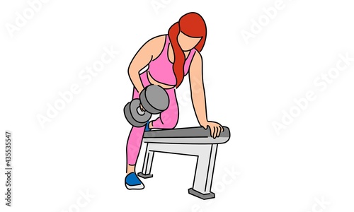 Fitness woman weightlifting vector illustration