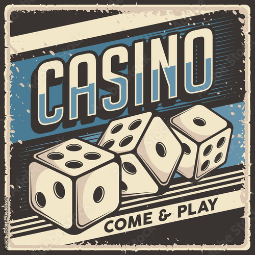 Retro vintage illustration vector graphic of Casino Dice fit for wood poster or signage