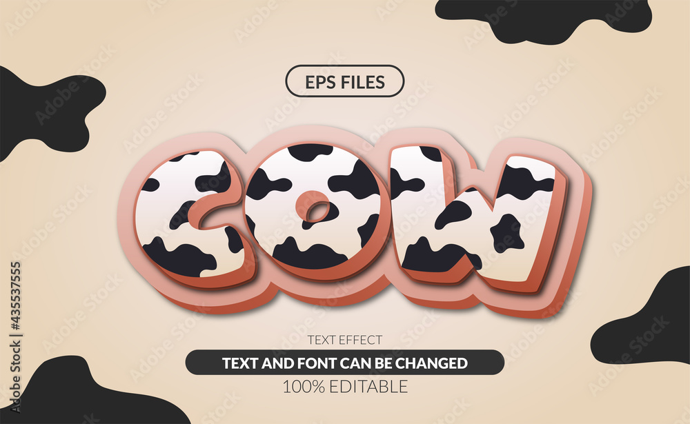 Happy cow farm pattern editable text effect. eps vector file cute ...