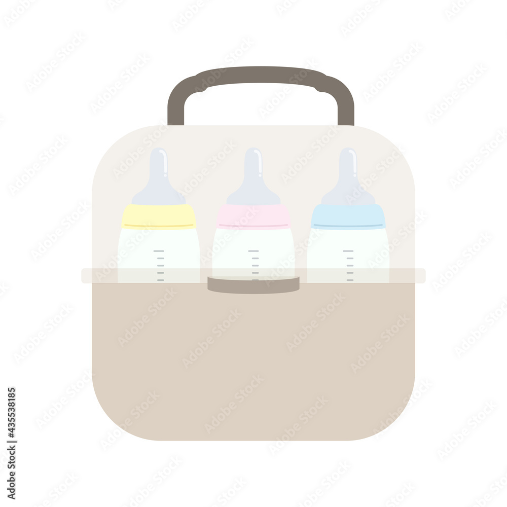哺乳瓶を消毒しているベクターイラスト 哺乳瓶を消毒しているベクターイラスト